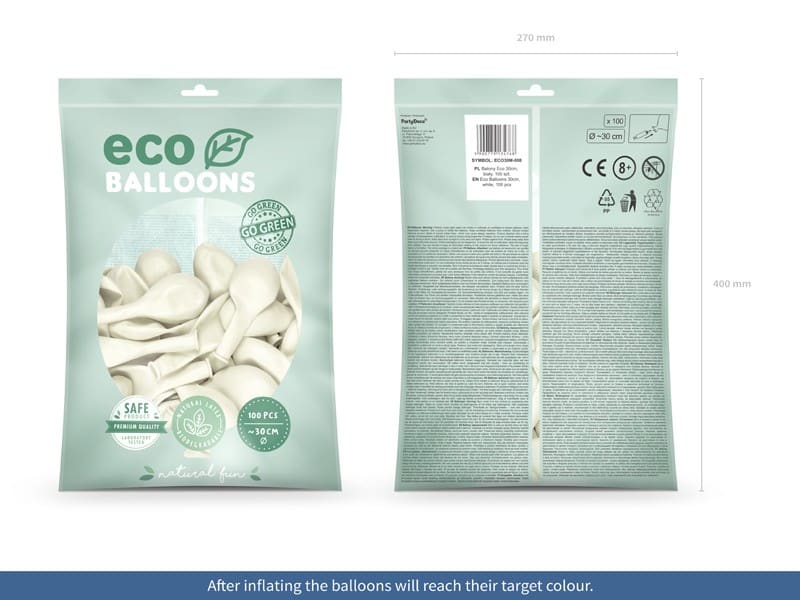 Balony metaliczne 12 białe 