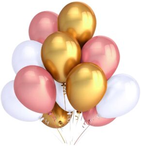 Balony metaliczne 12 białe-gold-rose-złote