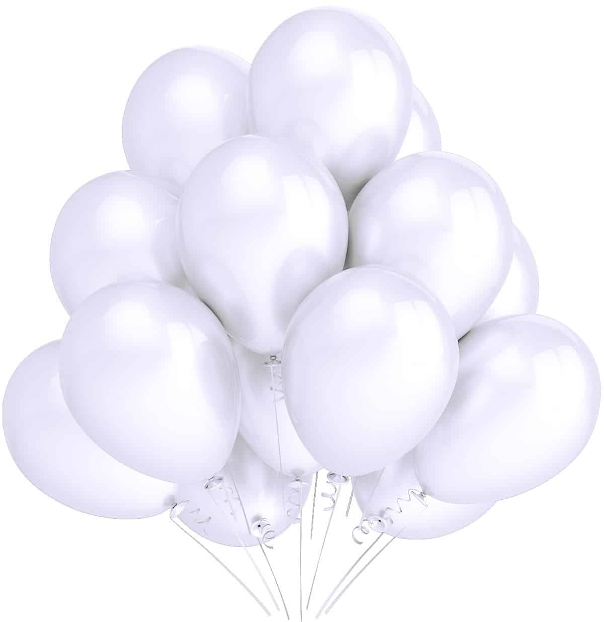 Balony metaliczne 12 białe 