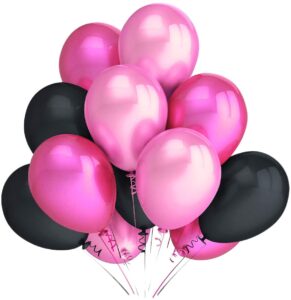 Balony metaliczne 12 czarne-różowe-jasnoróżowe