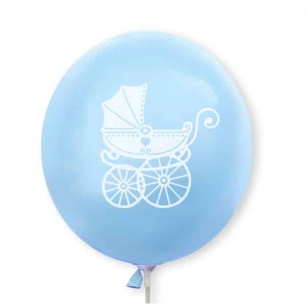 Balony na Chrzest Wózek Zestaw 5 sztuk Niebieski