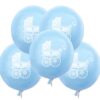 Balony na Chrzest Wózek Zestaw 5 sztuk Niebieski