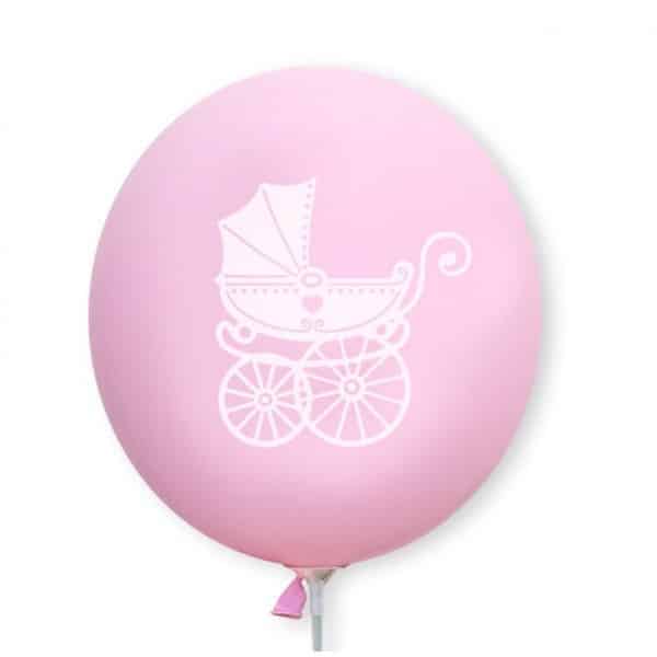 Balony na Chrzest Wózek Zestaw 5 sztuk Różowy