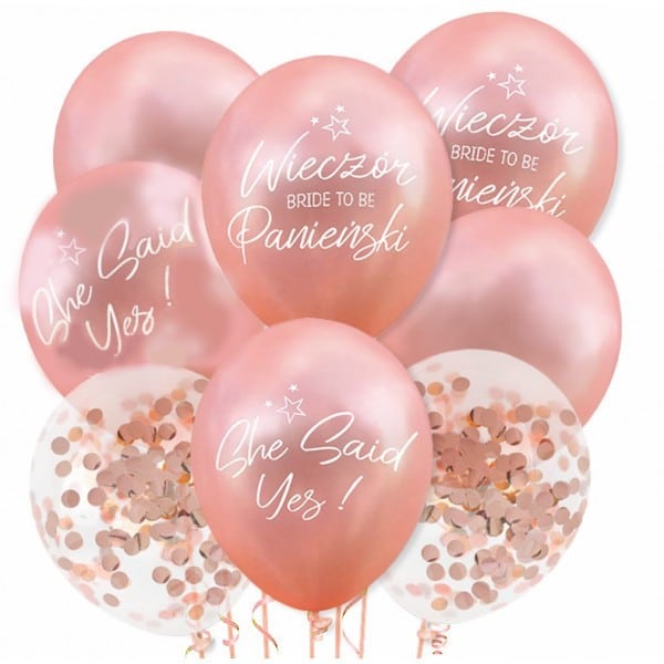 Balony na Wieczór Panieński Mix Rose Gold 1 Balony na Wieczór Panieński Mix Rose Gold