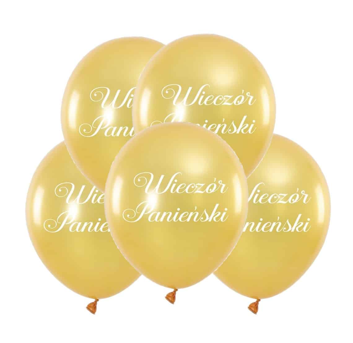 Balony Napis Wieczór Panieński Złote 5x