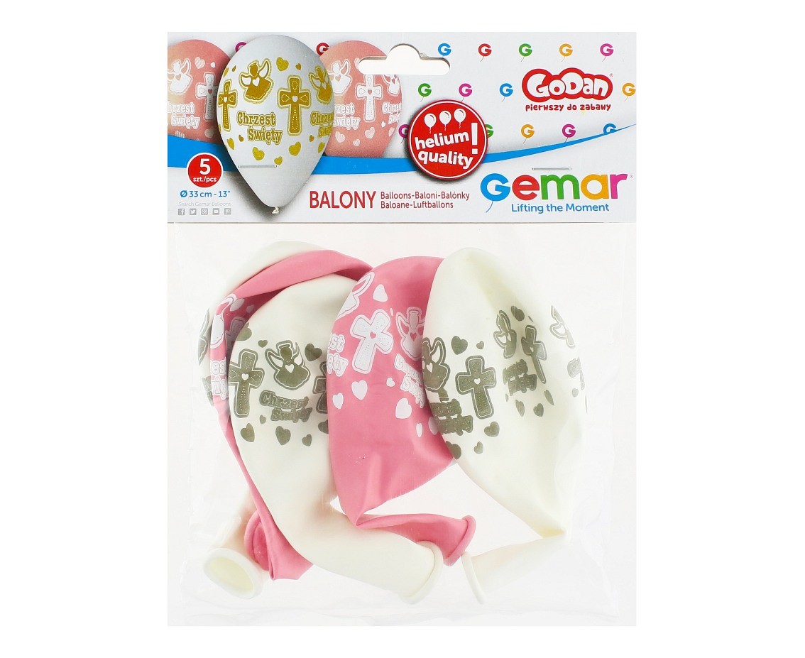 Balony premium z okazji Chrztu Biało-Różowo-Złote