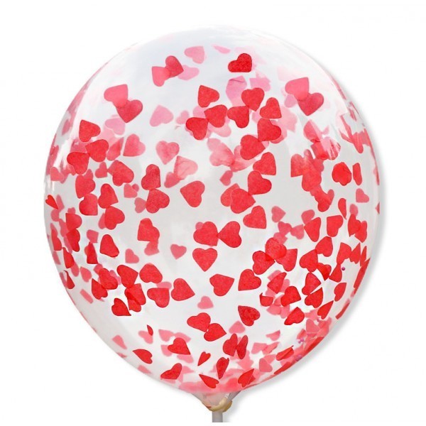 Balony z konfetti Czerwone Serca