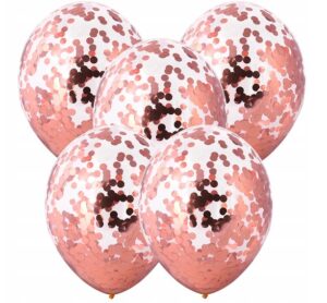 Balony z różowo-złotym konfetti