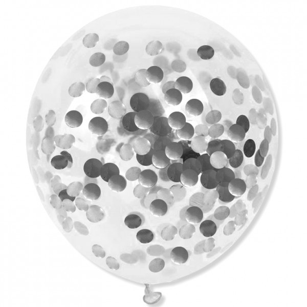 Balony ze srebrnym konfetti