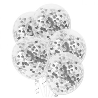 Balony ze srebrnym konfetti