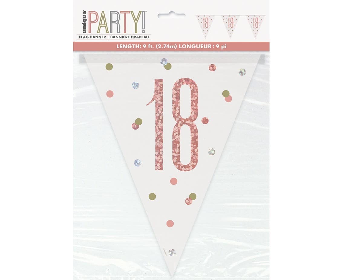 Baner GLITZ Na 18 Urodziny Rose Gold