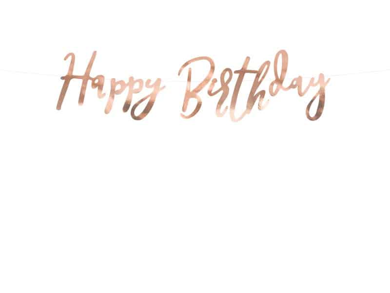 Baner Happy Birthday rose gold