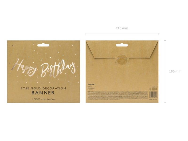 Baner Happy Birthday rose gold