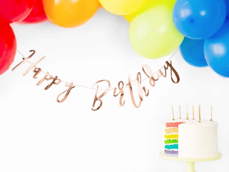 Baner Happy Birthday rose gold
