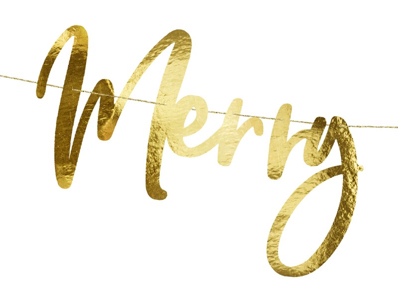 Baner Merry Christmas Złoty 83cm