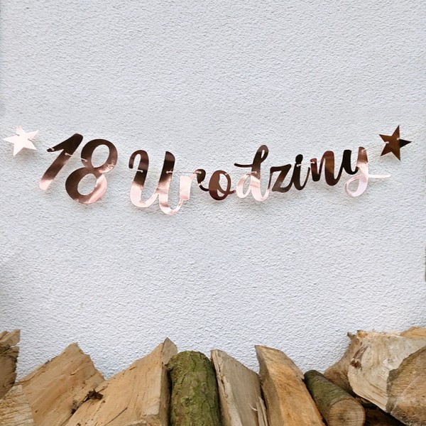 Baner na 18 Urodziny Rose Gold Lustrzany