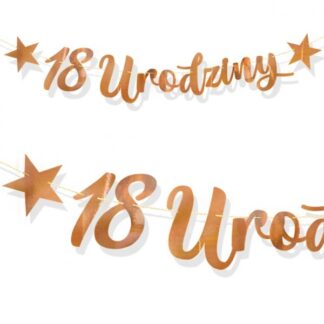 Baner na 18 Urodziny Rose Gold Lustrzany