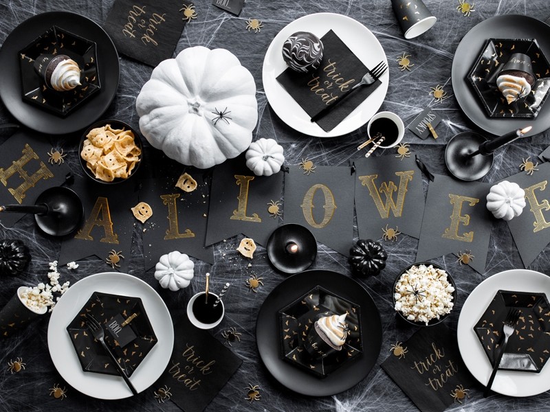 Baner na Halloween, Czarny, 20x175cm