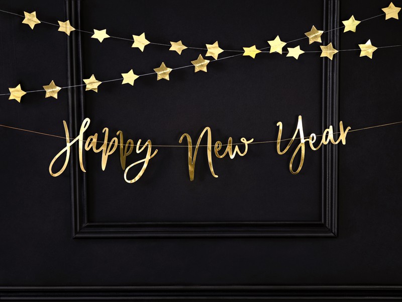 Baner na Sylwestra Happy New Year 66x18cm