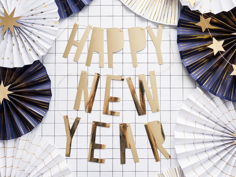 Baner na Sylwestra Happy New Year 90x10cm