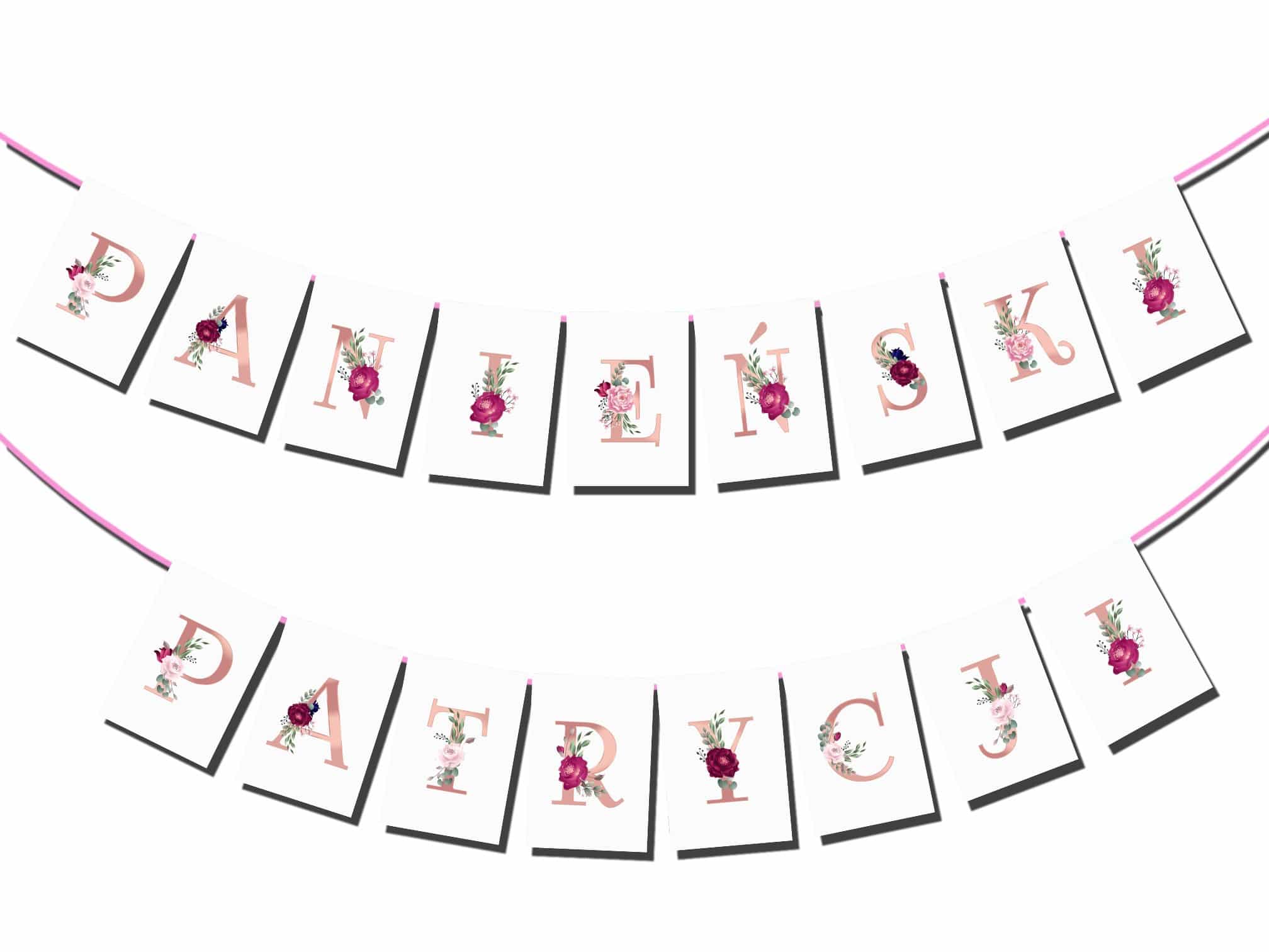 Baner Panieński  + Imię Boho Rose Gold 