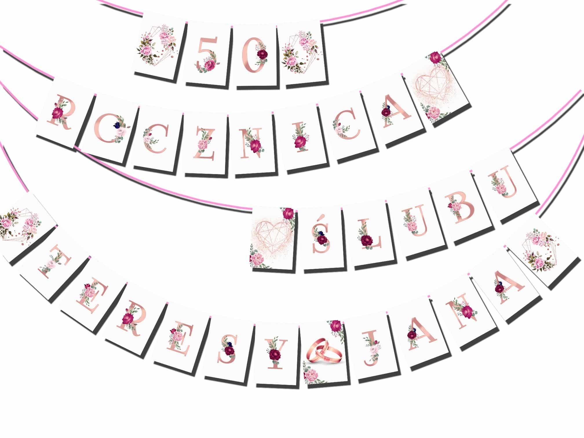 Baner Rose Gold Twój napis Ślub, Wesele, Rocznica!