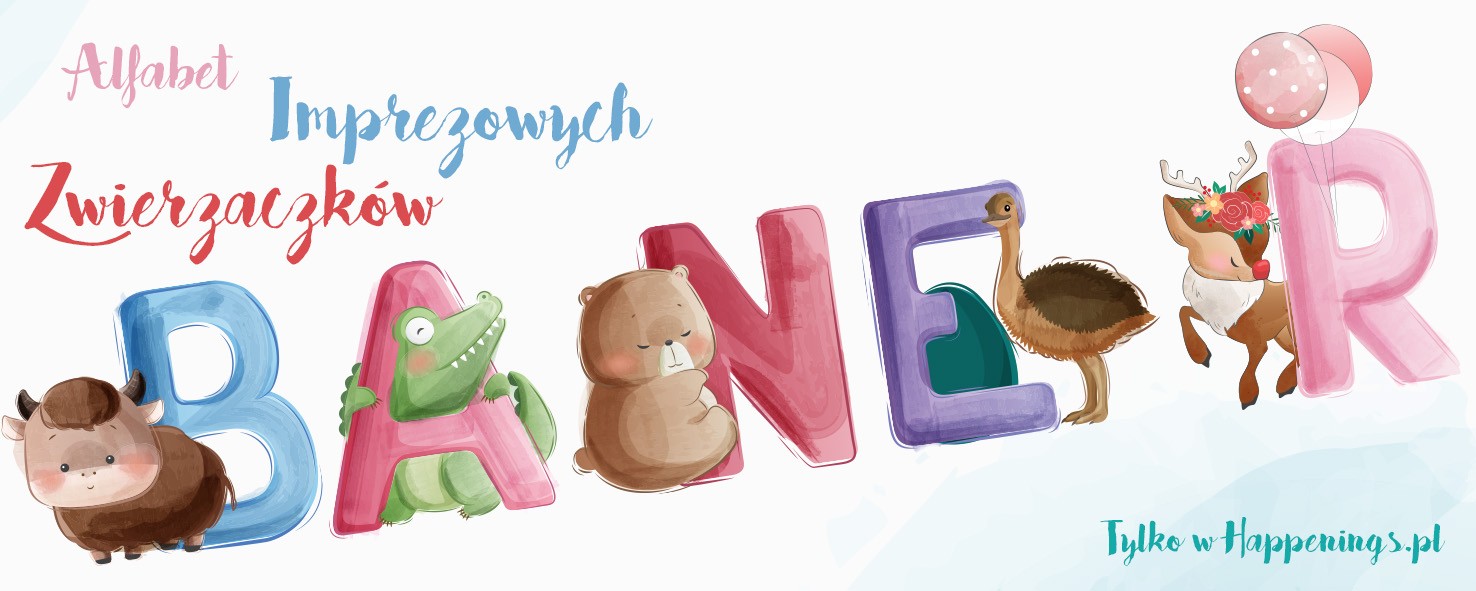 Baner Zwierzaczki Alfabet Twój napis!
