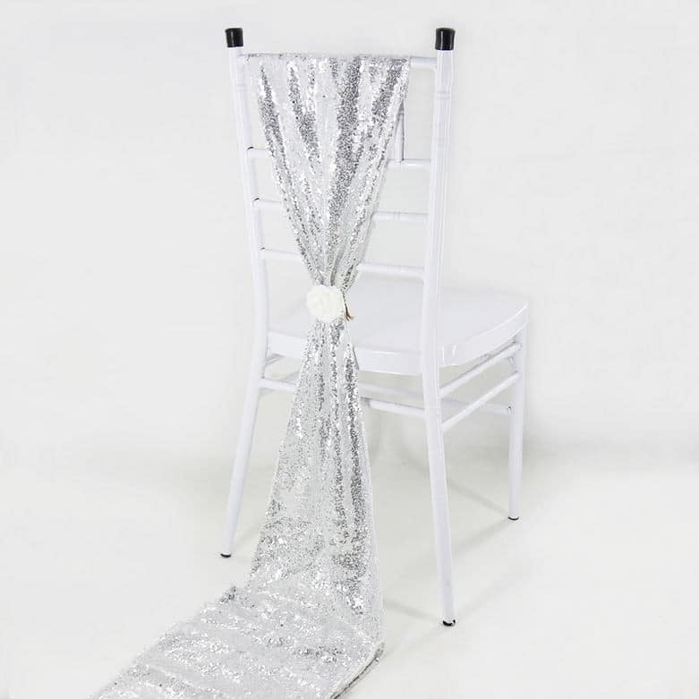 Bieżnik Cekinowy Srebrny 250 x 30cm