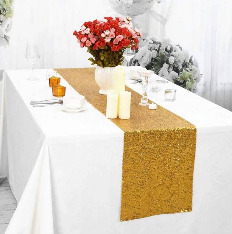 Bieżnik Cekinowy Złoty 250 x 30cm