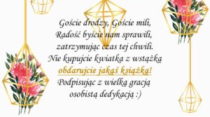 Bileciki, wkładki do zaproszeń ślubne Gold Flower