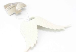 Bombka Skrzydła Białe Brokatowe
