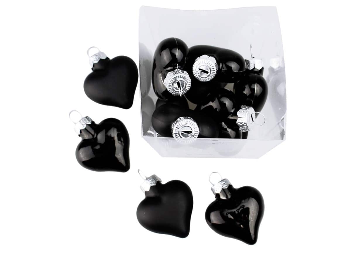 Bombki serduszka Czarne