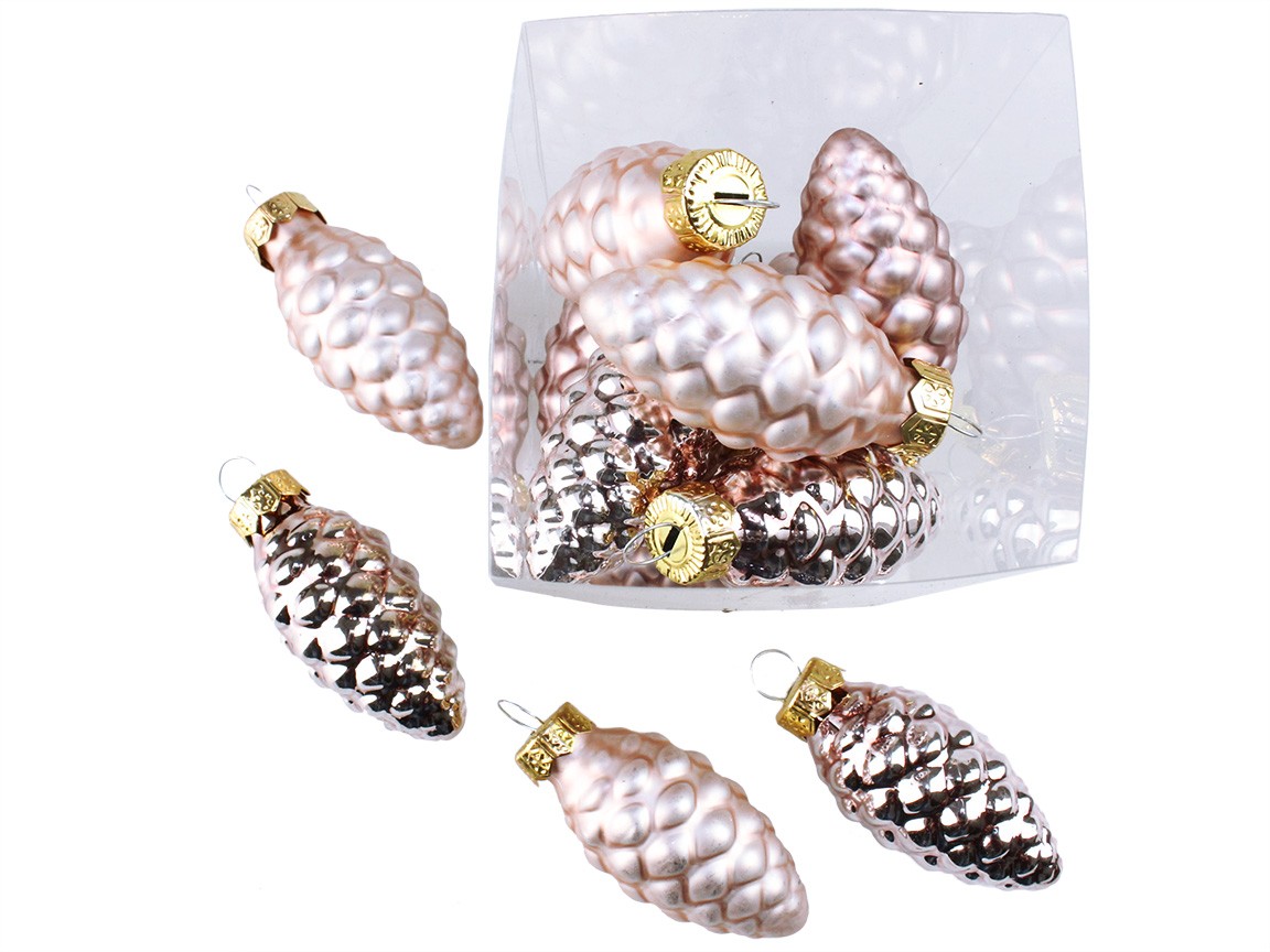 Bombki Szklane Szyszki Rose Gold