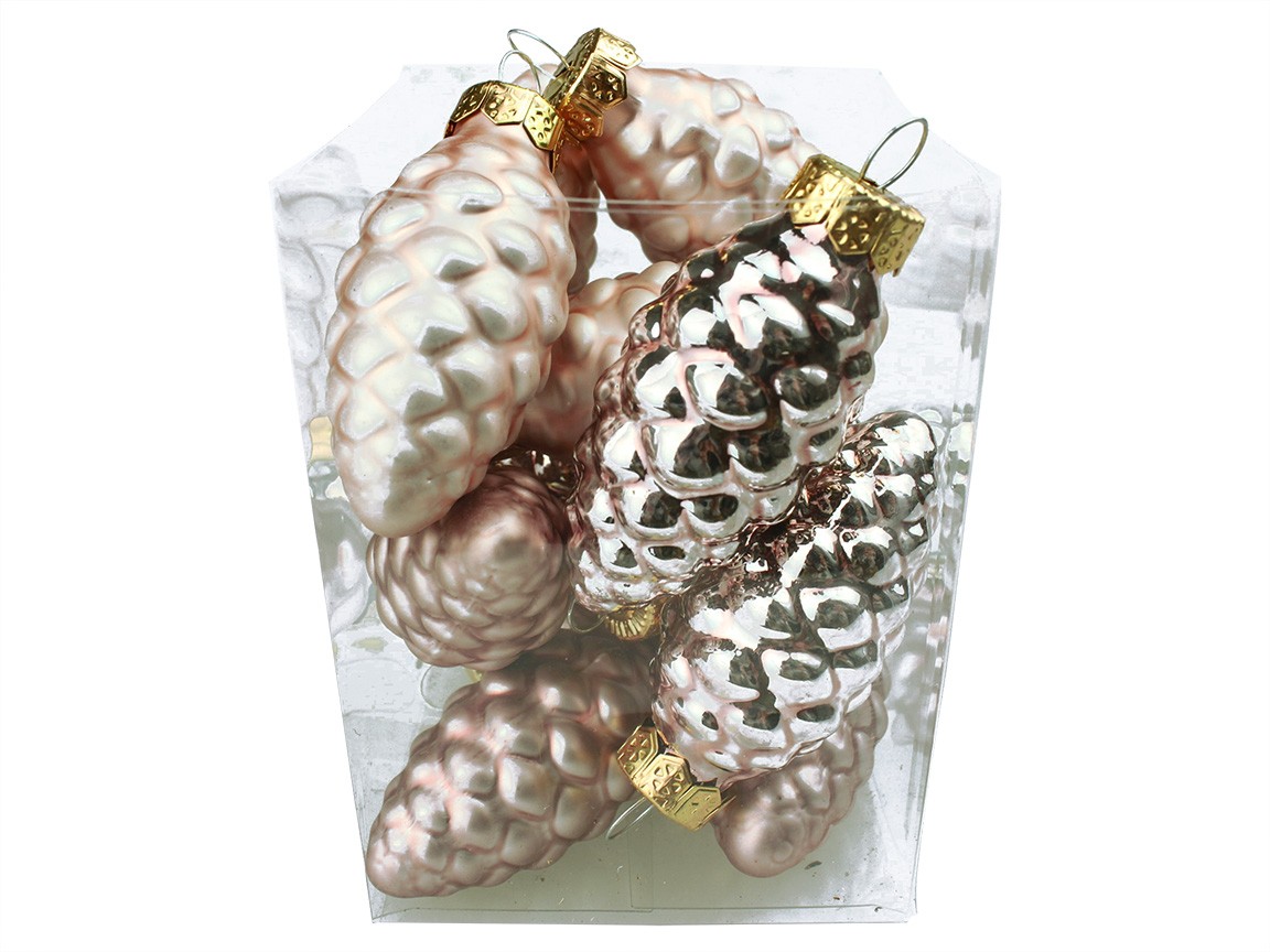 Bombki Szklane Szyszki Rose Gold
