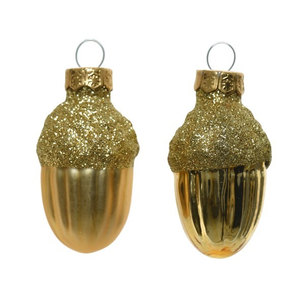 Bombki Szklane Żołędzie 3x4cm Złote