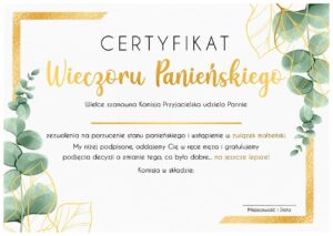 Certyfikat Na Wieczór Panieński Eukaliptus