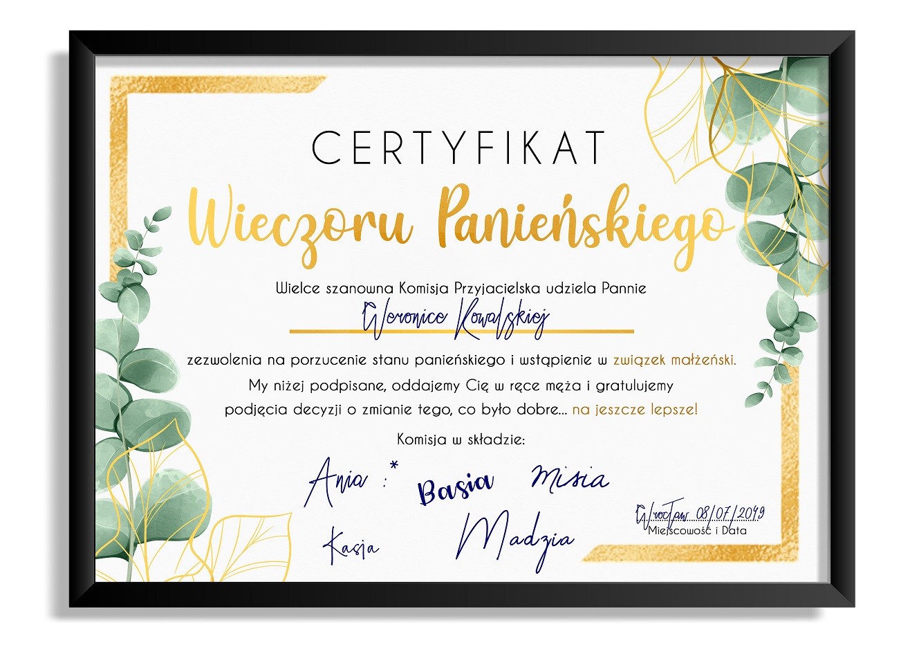 Certyfikat Na Wieczór Panieński Maki