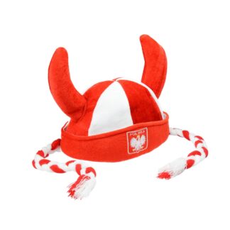 Czapka Warkocze z Rogami Polska Biało Czerwoni