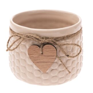 Doniczka Ceramiczna Serduszko Kremowa 10 x 12cm