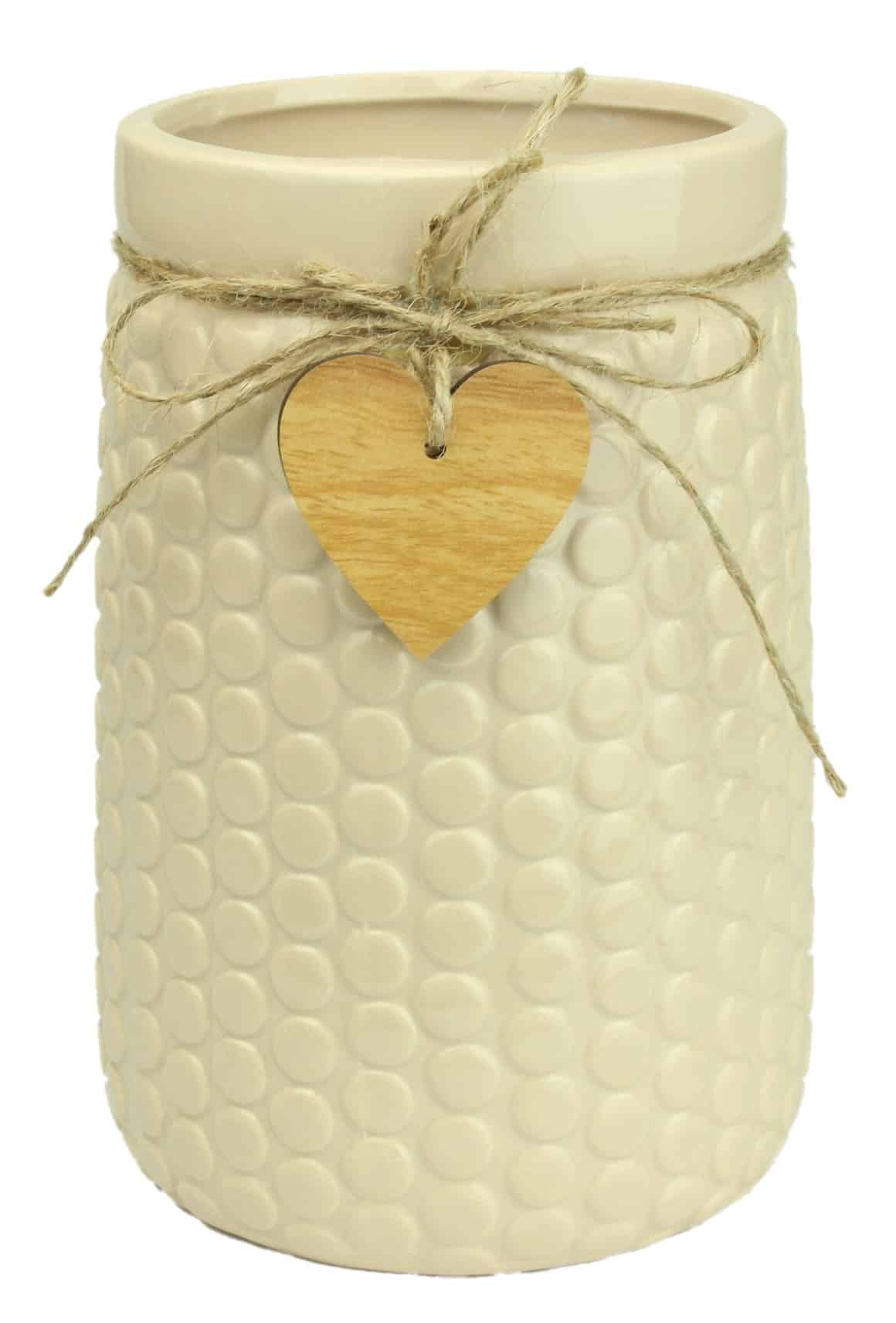 Doniczka Ceramiczna Serduszko Kremowa 18 x 11cm