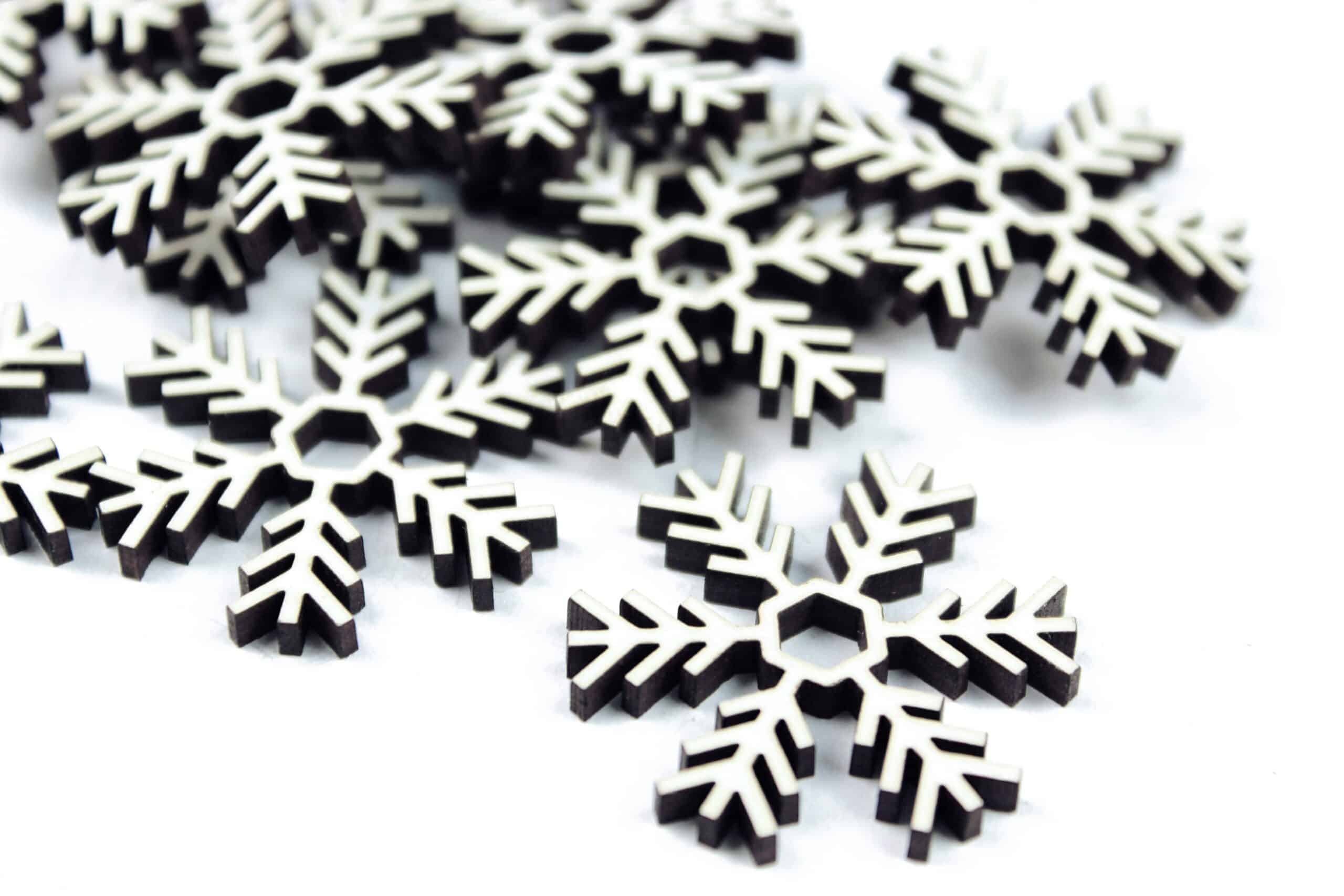 Drewniane Śniezynki Białe Wzór 2 10 szt.