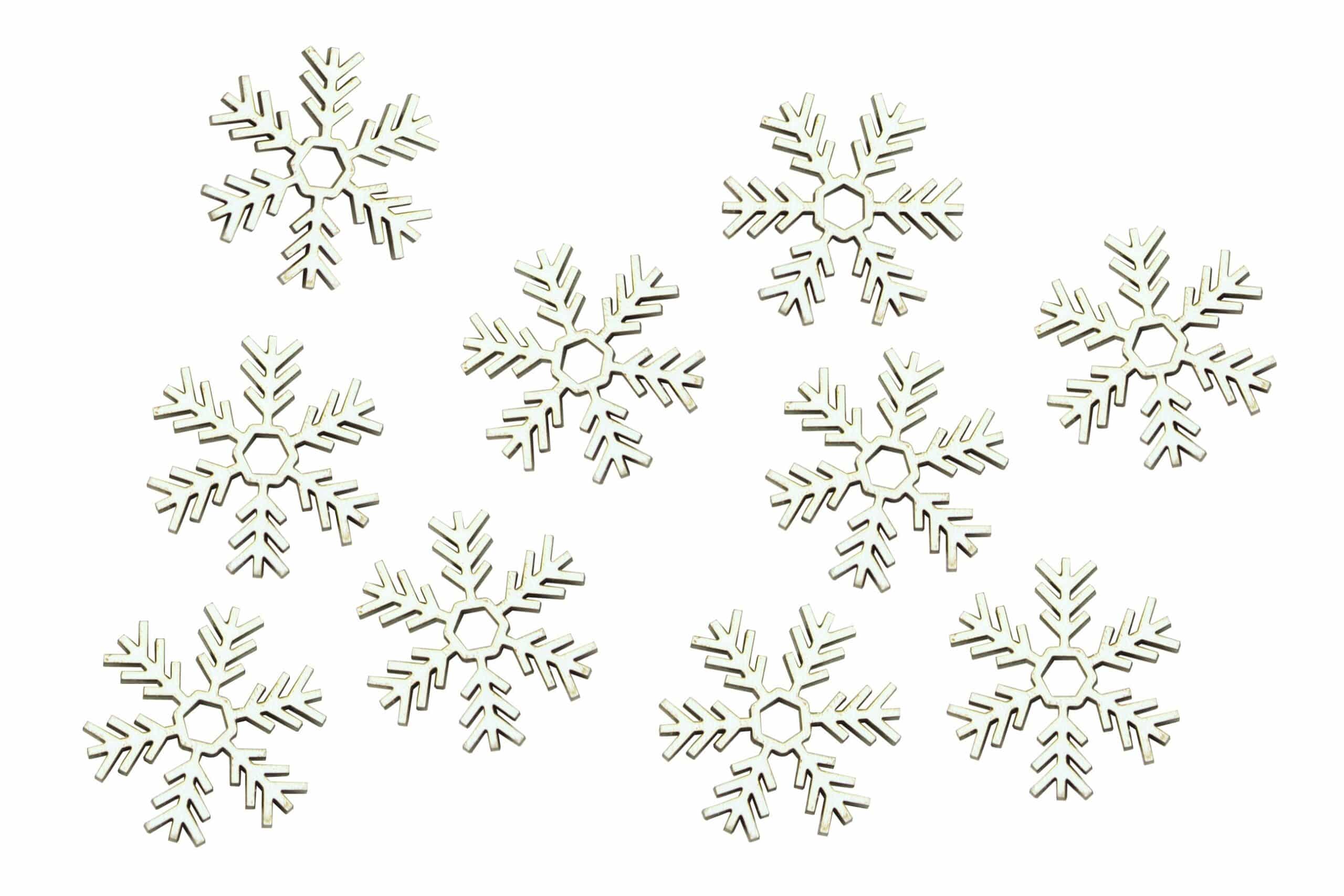 Drewniane Śniezynki Białe Wzór 2 10 szt.