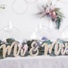 Drewniany napis na stół Mr&Mrs złoty