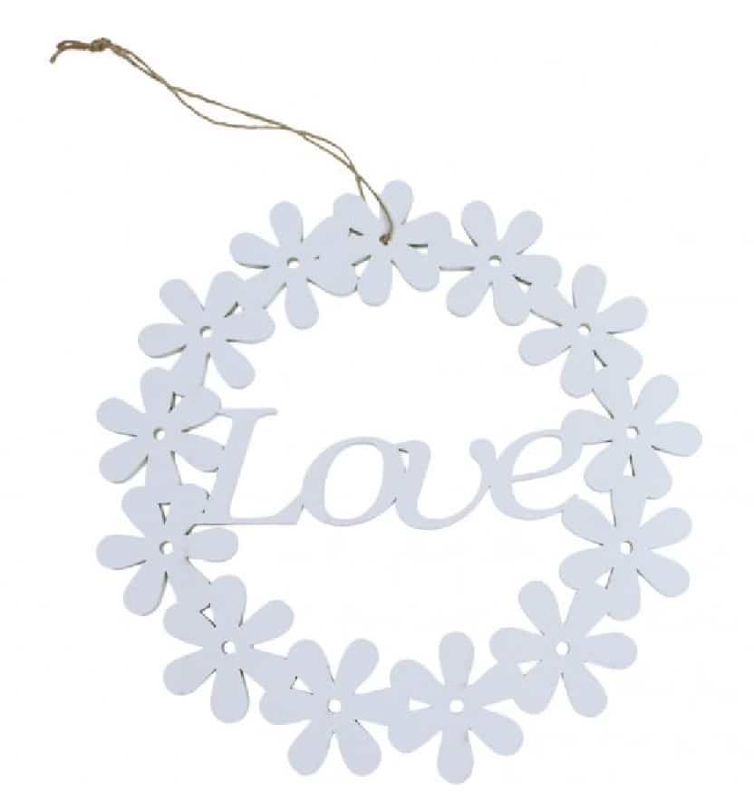 Drewniany wianek Love 35cm