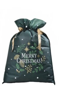 Duży Worek Świąteczny Merry Christmas Butelkowa Zieleń