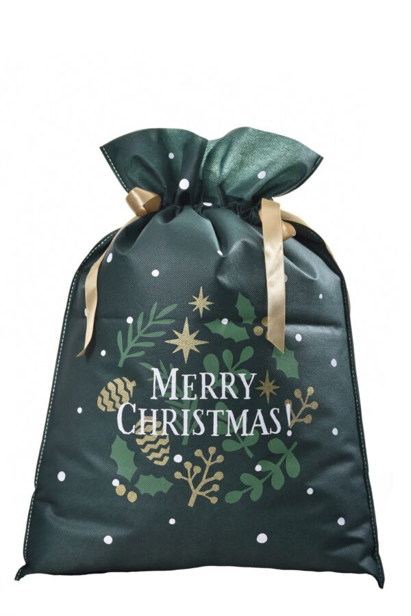 Duży Worek Świąteczny Merry Christmas Butelkowa Zieleń