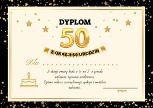Dyplom certyfikat na 50 urodziny