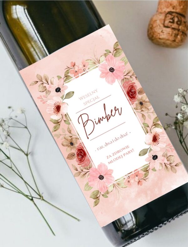 Etykiety na butelke Bimber Weselny 