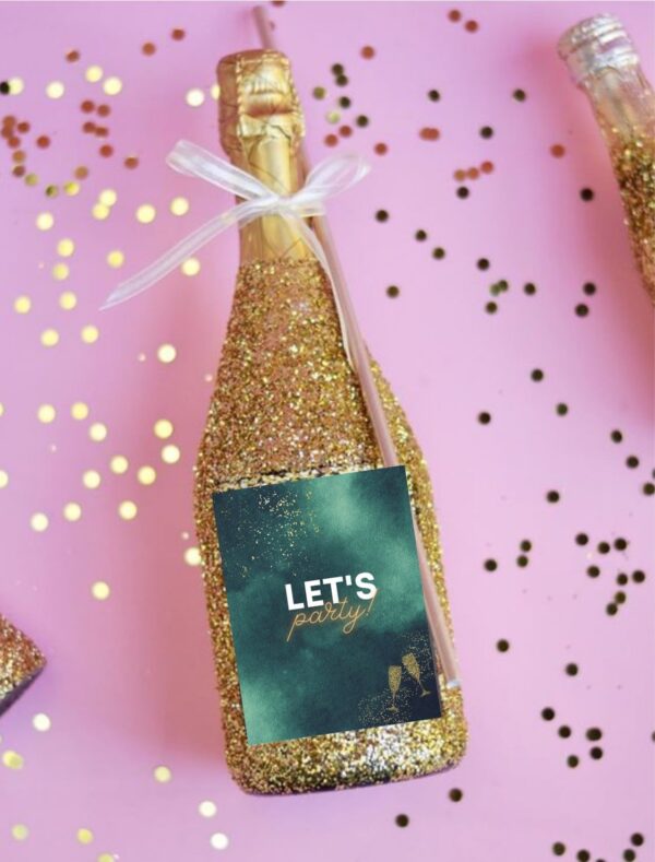 Etykiety na butelke Zielone Let's Party 