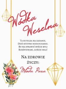 Etykiety ślubne Geometryczne Serce z Różami